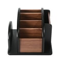 Desk Organizer TV Remote Control Caddy Revolving Wooden Desktop, 5