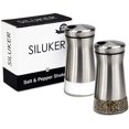 thumbnail image 1 of Salt and Pepper Shakers - Salt Shaker with Adjustable Pour Holes - Stainless Steel and Glass Set Stainless Steel, 1 of 7