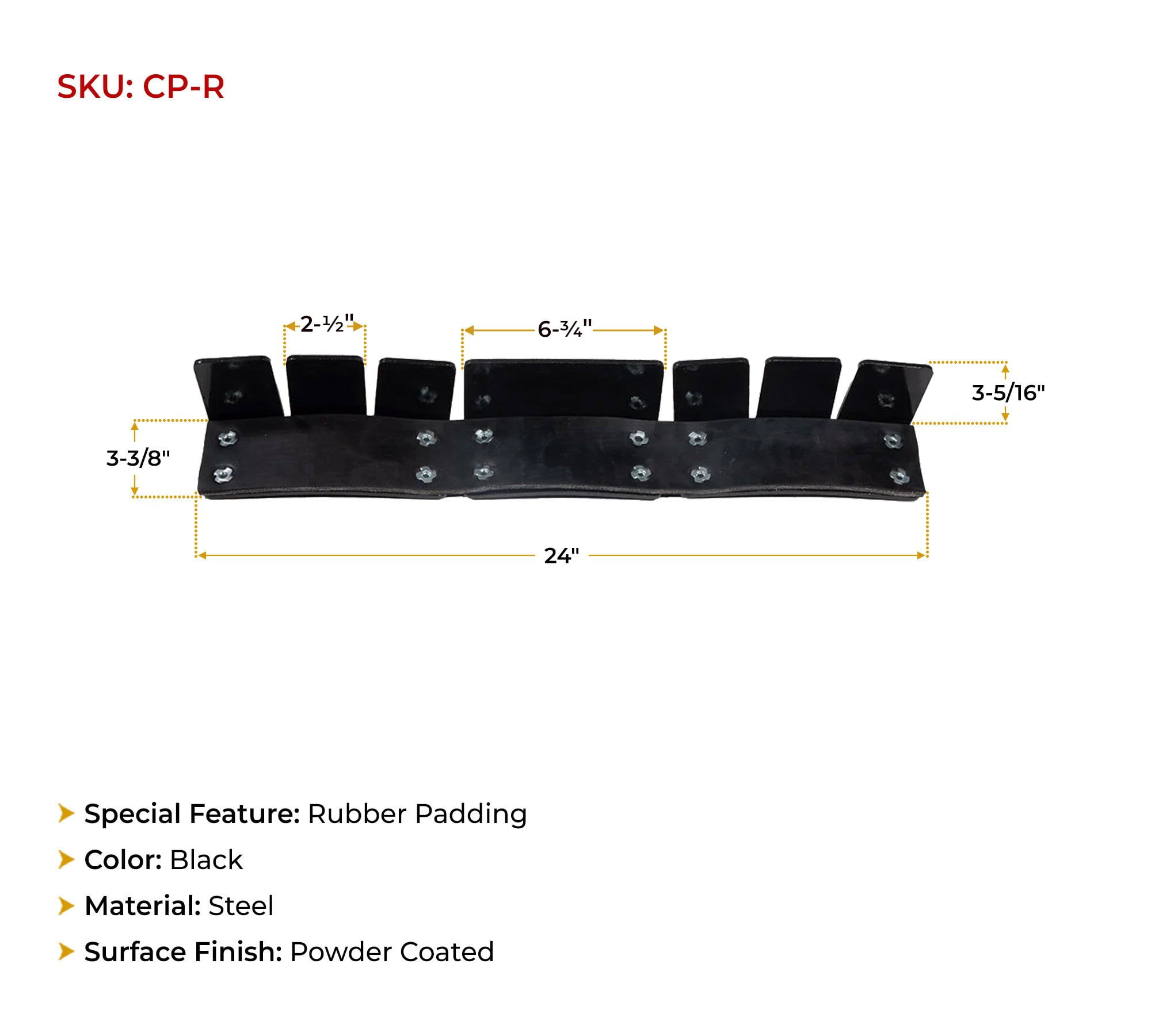 2 Pack 24" Long Steel Coil Edge Protector w/ Rubber Pads - Steel Powder Coated Heavy Duty Corner Protector Ideal for Industrial Processes, Transportation, and Storage