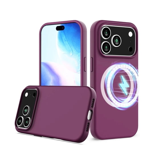 Shockproof Silicone Protective Case for iPhone 17 Pro Max with MagSafe Charging - Maroon