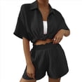 thumbnail image 1 of Conjuntos de Dos Piezas de Pantalones Cortos de Verano para Mujer, Top, Pantalones Cortos, Ropa de Playa, Chándal, Color Negro, Talla S, 1 of 7