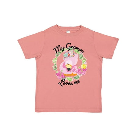 

Inktastic Baby Flamingo My Grampa Loves Me with Flower Wreath Gift Toddler Boy or Toddler Girl T-Shirt