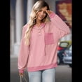 thumbnail image 4 of Sudadera con Capucha para Mujer 2025, Cuello Abotonado, Cordón Ajustable, Sudadera Informal de Larga, Camisetas. Rosa XXL, 4 of 10