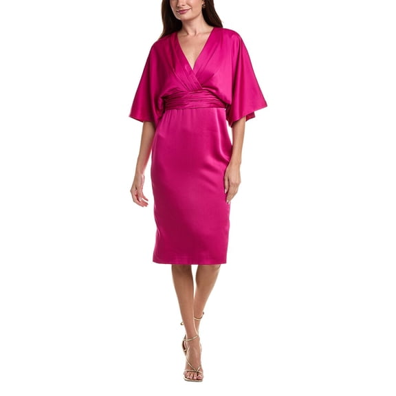 Theia womens Kimono Satin Cocktail Dress, 4, Purple