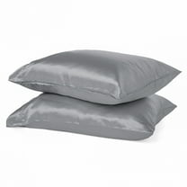 Parkdale 2-Pack Silky Soft Satin Pillow Cases with Hidden Zipper (Standard, Charcoal)