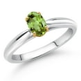 thumbnail image 2 of Gem Stone King 0.50 Ct Oval Green Peridot 925 Silver and 10K Yellow Gold Solitaire Engagement Ring (Size 8), 2 of 4