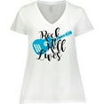thumbnail image 3 of Inktastic Rock and Roll Lives with Blue Guitar Women's Plus Size V-Neck T-Shirt, 3 of 5