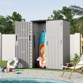 thumbnail image 5 of Outdoor Vertical Storage Shed,57 Cu.ft Outdoor Storage Cabinet Waterproof,Resin Sheds & Outdoor Storage Clearance for Garden,Patio,Backyard,Lockable (Grey), 5 of 7