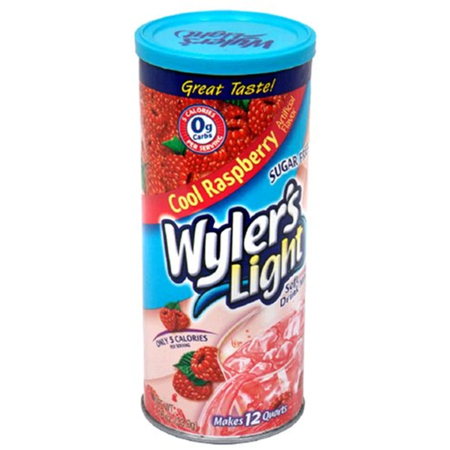 Wylers Light Soft Drink Mix, Cool Raspberry, 1.16Ounce Canister (Pack