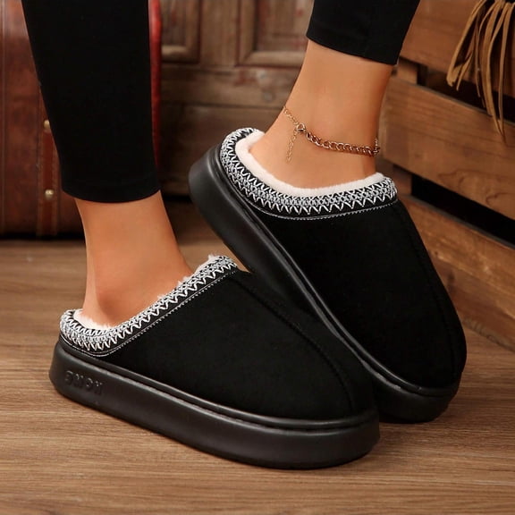 Womens Winter Slippers, Platform Snow Boots, Thickened Flat Boots, Warm Shoes, Outdoor Non Slip Boots