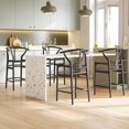 thumbnail image 7 of Farini Wishbone Counter Height Barstool, Fully Assembled Weave Bar Chair with Wooden Frame, for Kitchen Island, Dining Room, Bar, Single, Black, 7 of 7