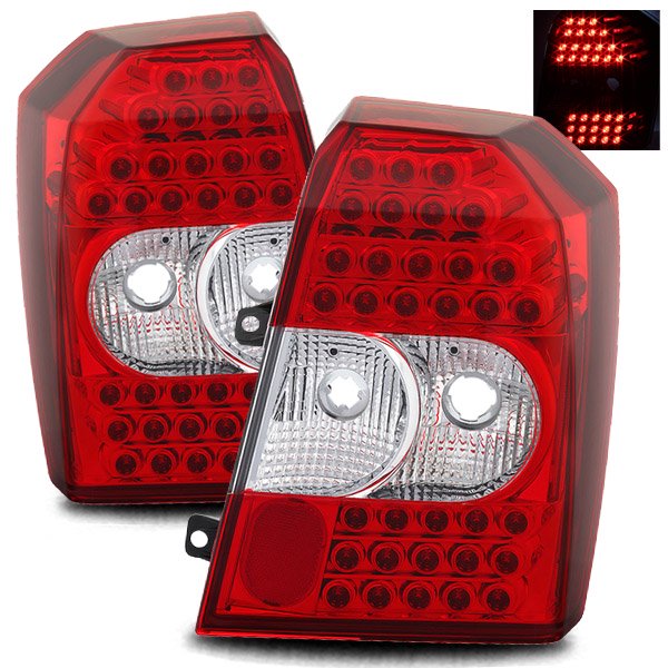 For 0712 Dodge Caliber Red Clear Left/Right LED Tail Lights Rear Brake Lamps Replacement