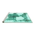 thumbnail image 2 of Ahgly Company Machine Washable Indoor Round Oriental Turquoise Blue Modern Area Rugs, 3' Round, 2 of 4