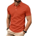thumbnail image 2 of Domzest Mens Big & Tall Polo Shirt Short Sleeve Button Up Lapel Collar Quick Dry Golf Top Classic Breathable Solid Work Shirts Orange 3XL, 2 of 9