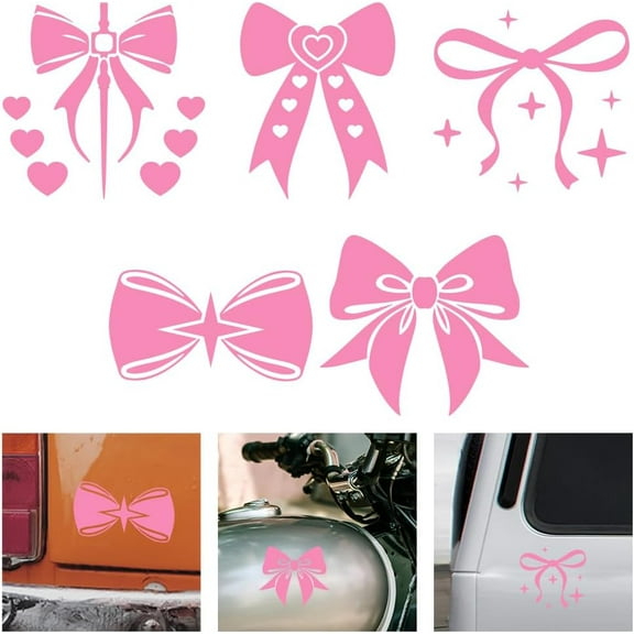 Plastic Reflective Car Stickers Waterproof Decals for Vehicle Decoration Bowknot 148x155mm
