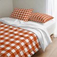 thumbnail image 4 of Queen Size 3 Pieces Duvet Cover Sets Orange White Buffalo Checker Bedding Set,Microfiber Soft Comforter Cover with Pillow Shams,Luxury Quilt Covers for Bedroom Decor Classic Lattice Plaid, 4 of 9