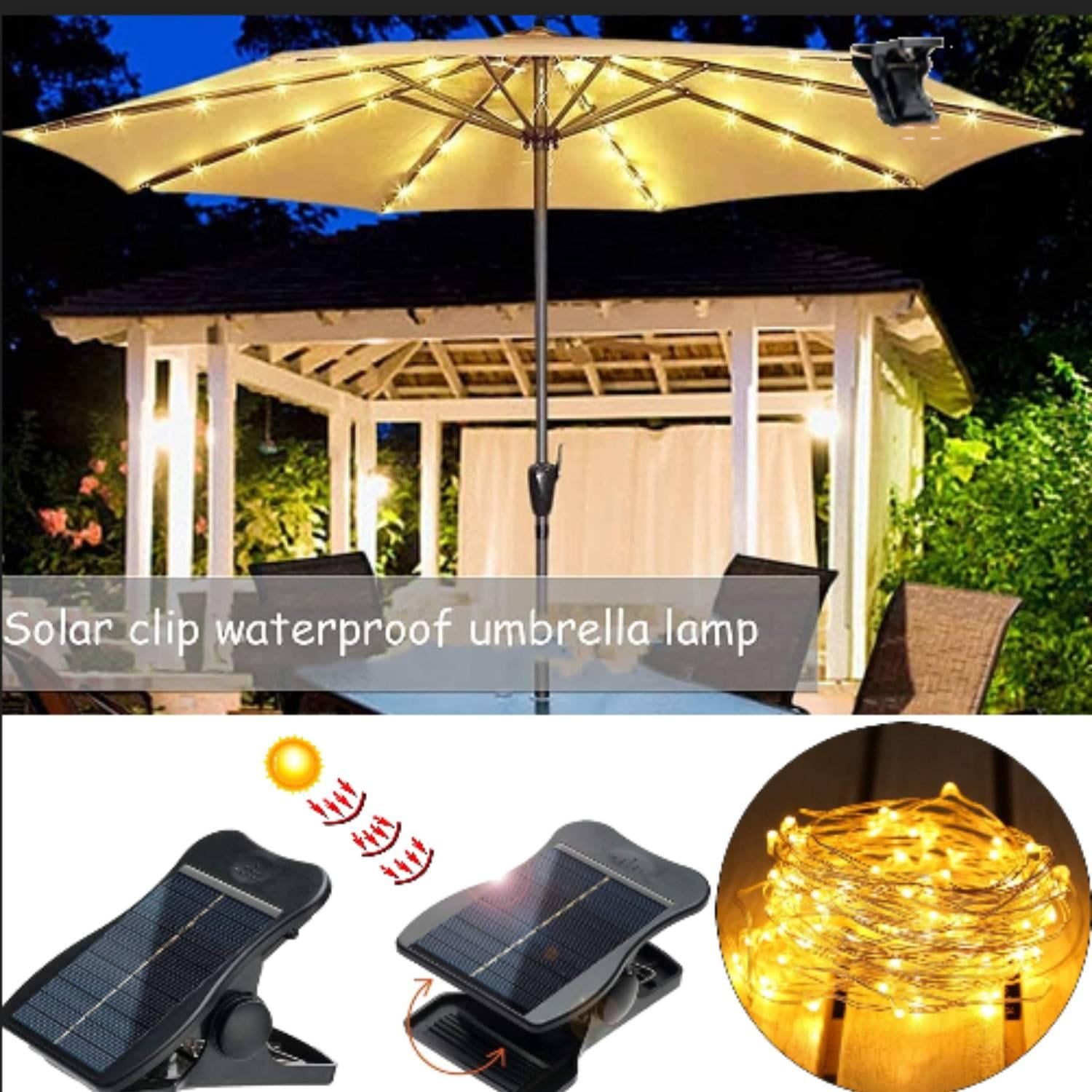 Solar Powered Umbrella Lights 104 LED Patio Parasol Outdoor Garden Lighting 