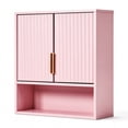 thumbnail image 2 of Ktaxon Fluted Bathroom Cabinet Wall Mount, Medicine Cabinet Storage Organizer with 2 Doors and Adjustable Shelves, Pink, 2 of 15
