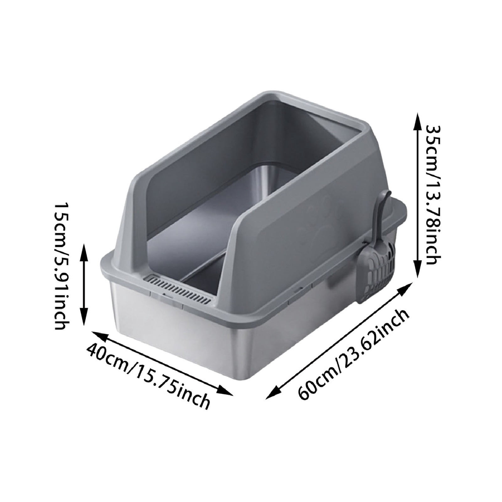Extra Large Stainless Steel Litter Box for Big Cats Litter Pan with High Sides | Anti-Urine Leakage, Non-Stick & Odor Resistant | Easy Cleaning Pet Toilet Supplies with Scoop Included