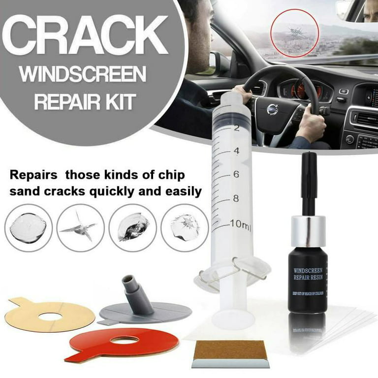 Somnr Car Windshield Repair Kit for Chips and Cracks, Bulls-Eye, Star-Shaped, Nicks, Half-Moon Crescents(2 Pack), Size: 8.6 x 4.2 x 0.8, 2Pack
