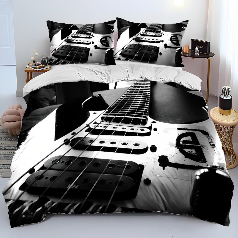 Classical Guitar Electric Guitar Comforter Bedding Set,Duvet Cover