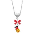 thumbnail image 1 of Delight Jewelry Silvertone I love Softball - Red Heart Red Bow Heart Necklace, 1 of 4