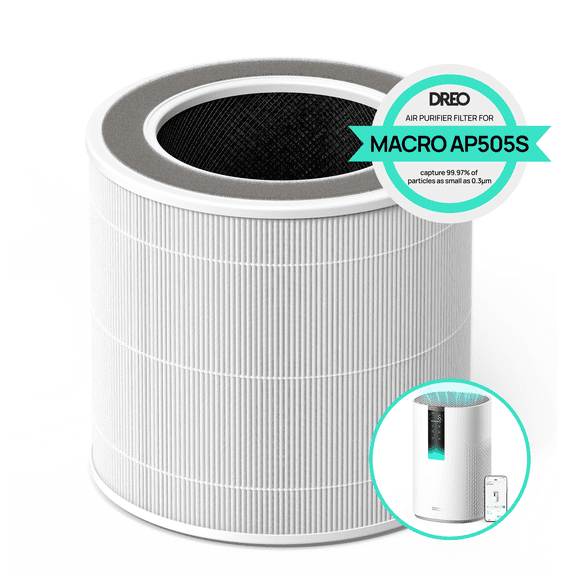 DREO HEPA Air Purifier Replacement Filter for DR-HAP005S White, 1 pack