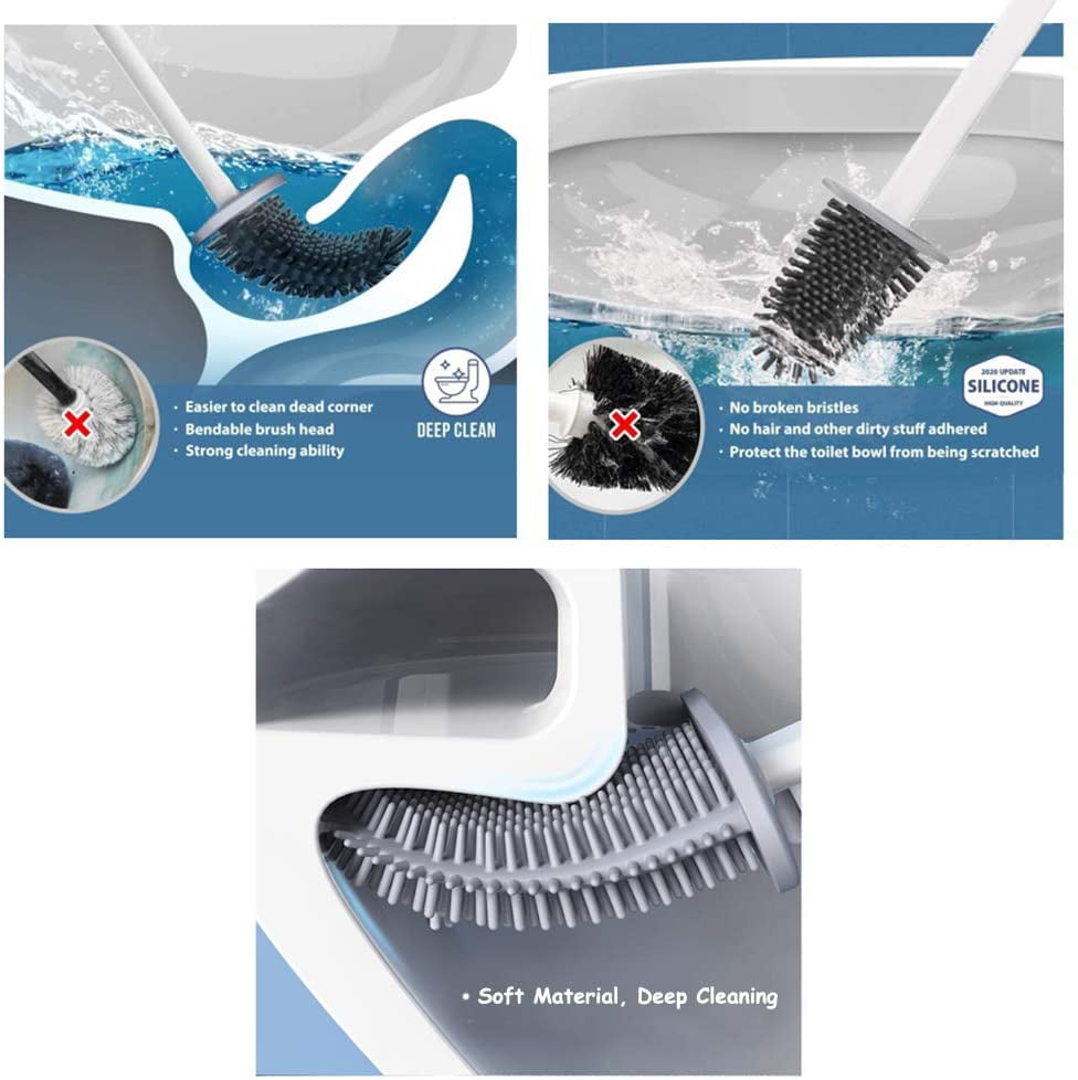 Silicone Flex Toilet Brush with Holder Toilet Brush Creative Cleaning Brush Set 