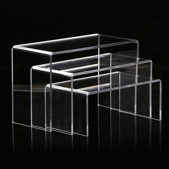 Hytrove Shelf Risers for Bookshelf Display Riser Acrylic Storage Women Home Use 3PCS