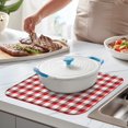 thumbnail image 2 of Red and White Plaid Pattern Dish Drying Mat for Kitchen 1 Pack, Ultra Absorbent Microfiber Dishes Drainer Mats,16"x18", 2 of 6