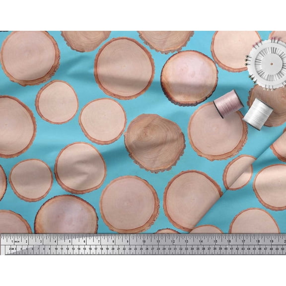 Soimoi Cotton Duck Fabric Shells Ocean Print Sewing Fabric Yard 42 Inch Wide