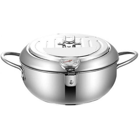 

Stainless Steel Deep Fryer Pot Tempura Fryer Pan Temperature Control Mini Frying Chicken Pot with Lid & Removable Oil Filter Rack for Kitchen Cooking Frying Oil