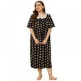 thumbnail image 3 of Women Comfy Nightgown Round Neck Lace Trim Loungewear Oversized Pajama Loose Long Sleep Dress, 3 of 5