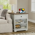 thumbnail image 5 of FAGAGA Large Nightstands with Charging Station, End Table with Drawers, Square Storage Table with 2 Open Mind Drawers & Adjustable Storage Shelf for Living Room, Study Room | White, 5 of 11