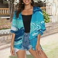 thumbnail image 5 of Women's Casual J Fashion Print Lightweight And Comfortable Beach Vacation Chiffon Cardigan Sun Cardigan plus Size Kimonos Cardigan Sweaters for Women with Pockets Corded Cardigan Oversized Cardigan, 5 of 6