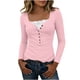 thumbnail image 1 of Mujeres Básicas Manga Larga Tops Encaje Patchwork de Punto Blusa, Slim Fit Cuello U Base Camisa para Primavera Invierno, 1 of 9