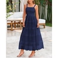 thumbnail image 2 of Vestido PRETTYGARDEN para mujer, verano, sin mangas, con volantes, azul marino, XL, 2 of 9