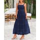 thumbnail image 2 of Vestido PRETTYGARDEN para mujer, verano, sin mangas, con volantes, azul marino, XL, 2 of 9