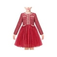 thumbnail image 1 of Robe Fille Perle Rouge Poche Vintage Élégante Noël Manches Longues 8 Ans, 1 of 6