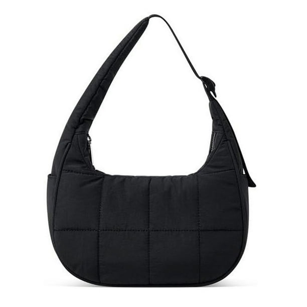 Bolso bandolera pequeño de nailon para mujer | Bolso de mano acolchado a cuadros con correa ajustable | Bolso bandolera ligero para uso diario, informal y formal | Cierre de cremallera seguro