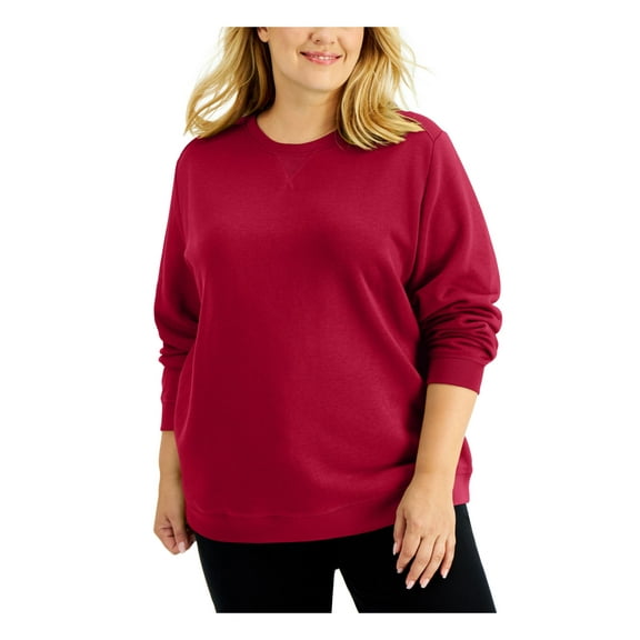 KAREN SCOTT SPORT Womens Red Long Sleeve Crew Neck Sweatshirt Plus 2X