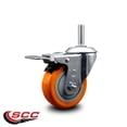 thumbnail image 2 of 4 Inch Orange Poly Wheel Swivel 3/4 Inch Threaded Stem Caster Total Lock Brake, 2 of 2