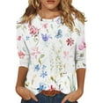 thumbnail image 1 of Camisas de manga 3/4 para mujer SCZ Camisetas gráficas estampado lindo Talla 4XL, 1 of 9