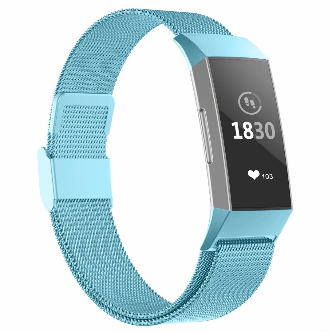 Maledan Metal Bands Compatible with Fitbit Charge 3 & Charge 3 SE Stainless Steel Mesh Magnetic Band Replacement Accessories Bracelet Strap with Unique Magnet Lock for Women Men 
