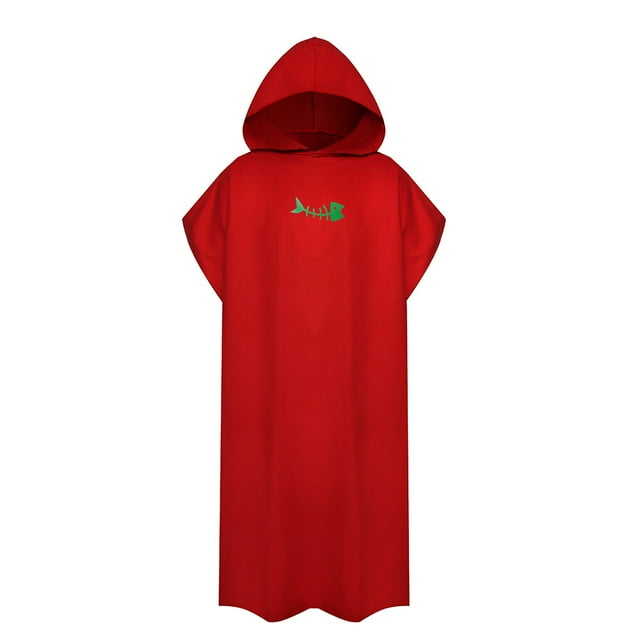 Yingyy Bathrobe Windproof Fast Drying Replacement Short Sleeve Men Women Thermal Bathrobe Hooded Solid Color Beach Seaside Pool Swimming Robe Red