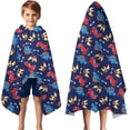 thumbnail image 3 of DarkBlue Dinosaurs Pattern Hooded Bath Towel，50"x30" for Ages 3 To 12 Kids, Quick Dry Lightweight Soft Microfiber Hood Beach Towel Cover Up for Kids, 3 of 7