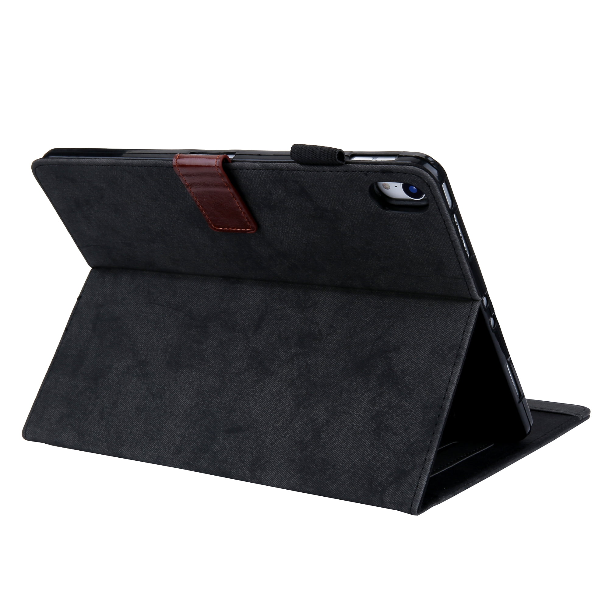 for iPad 10th Gen 10.9" (2022) Case, Retro Card Slot Cover with Pencil Holder, Multi-Angle Viewing Stand, Pocket Design, Folio Leather Case for Apple iPad 10th Gen 10.9" - Black