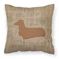 thumbnail image 2 of Carolines Treasures BB1078-BL-OR-PW1818 Dachshund Burlap and Orange   Canvas Fabric Decorative Pillow BB1078 18H x18W, 2 of 2