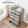 thumbnail image 4 of Yartaka Dresser for Bedroom with 5 Drawers, Tall Wood Drawer Dresser Chest of Drawers for Closet, Living Room, Hallway, Nursery, Kids Bedroom, Grey, 4 of 9