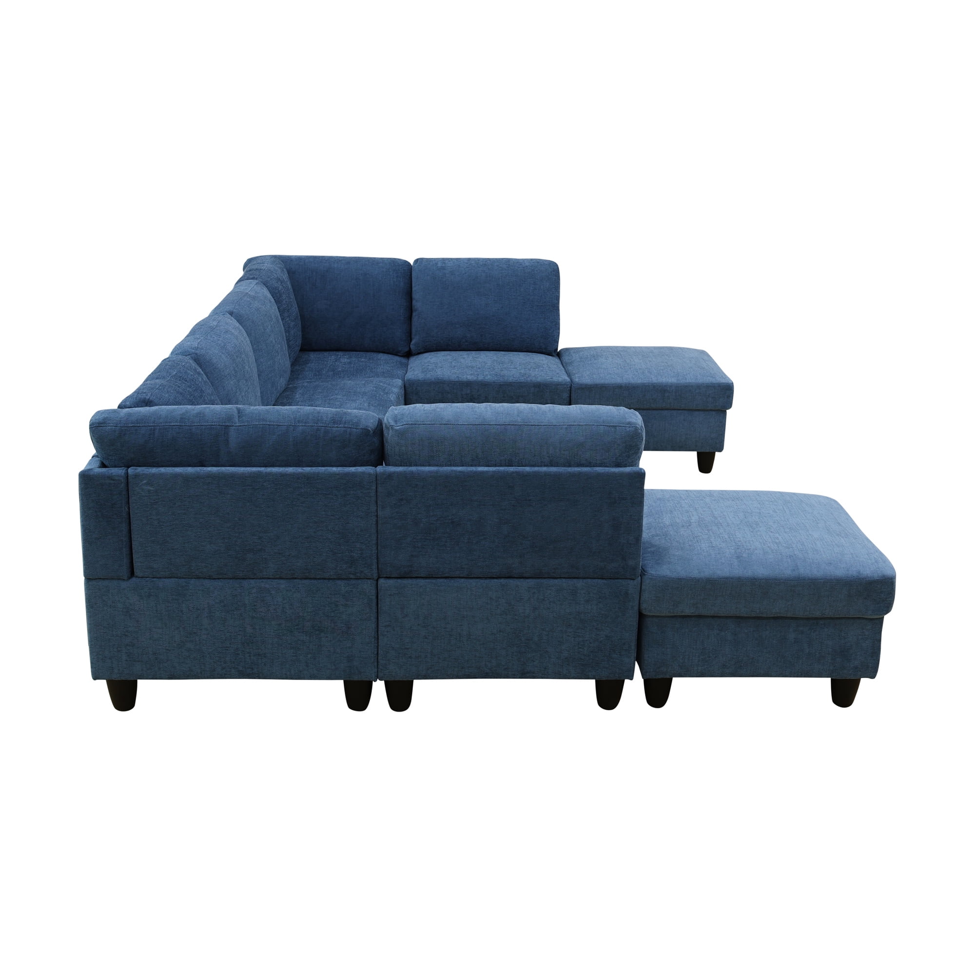 Aukfa Modular Sectional Couch Set - Single Sofa Chair- Flannel - Blue